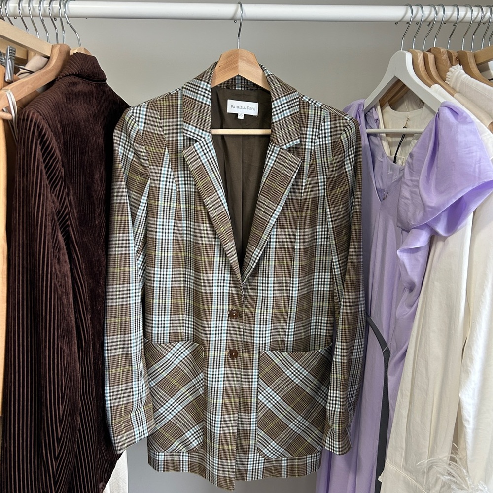 Patrizia Pepe Brown Plaid Blazer